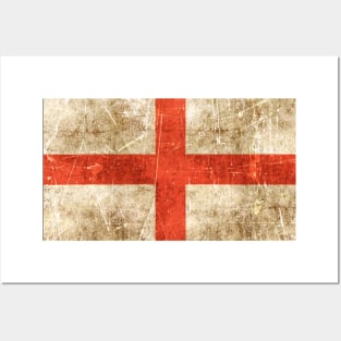 Vintage Aged and Scratched English Flag Posters and Art